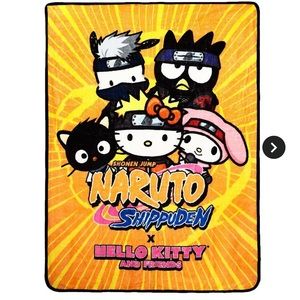 Naruto Shippuden x Hello Kitty and Friends Plush Throw Blanket Super Soft NWT
